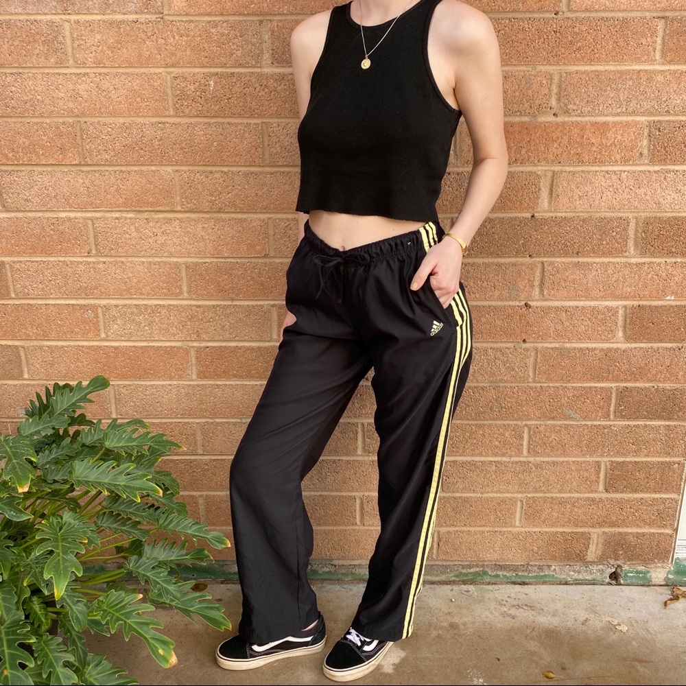 Black & Yellow Adidas Track Pants